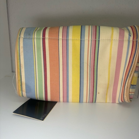 Vintage Ralph Lauren Stripped Cosmetic Makeup Bag w/ Mirror Zipper - Picture 2 of 7